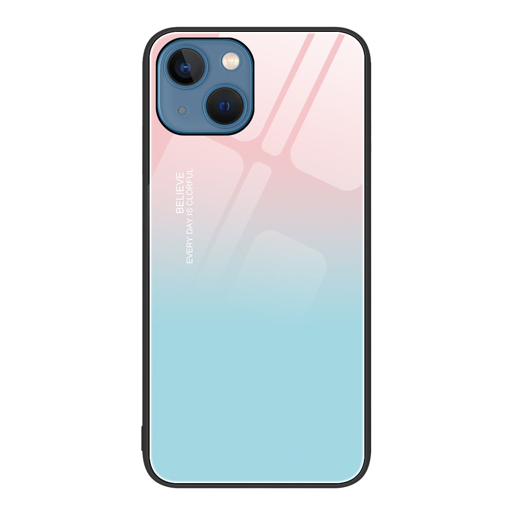 ELECTROPRIME For iPhone 15 Colorful Painted Glass Phone Case(Blue Sky)