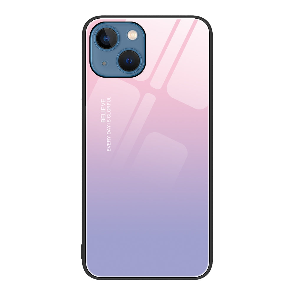 ELECTROPRIME For iPhone 15 Colorful Painted Glass Phone Case(Purple Sky)