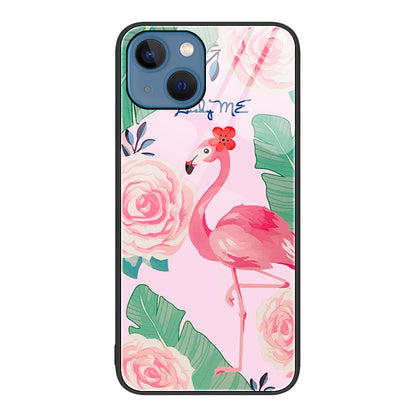 ELECTROPRIME For iPhone 15 Colorful Painted Glass Phone Case(Flamingo)