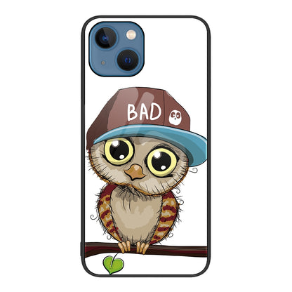 ELECTROPRIME For iPhone 15 Colorful Painted Glass Phone Case(Owl)