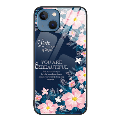 ELECTROPRIME For iPhone 15 Colorful Painted Glass Phone Case(Flower)