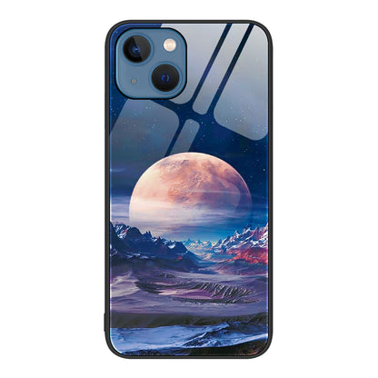 ELECTROPRIME For iPhone 15 Colorful Painted Glass Phone Case(Moon Hill)