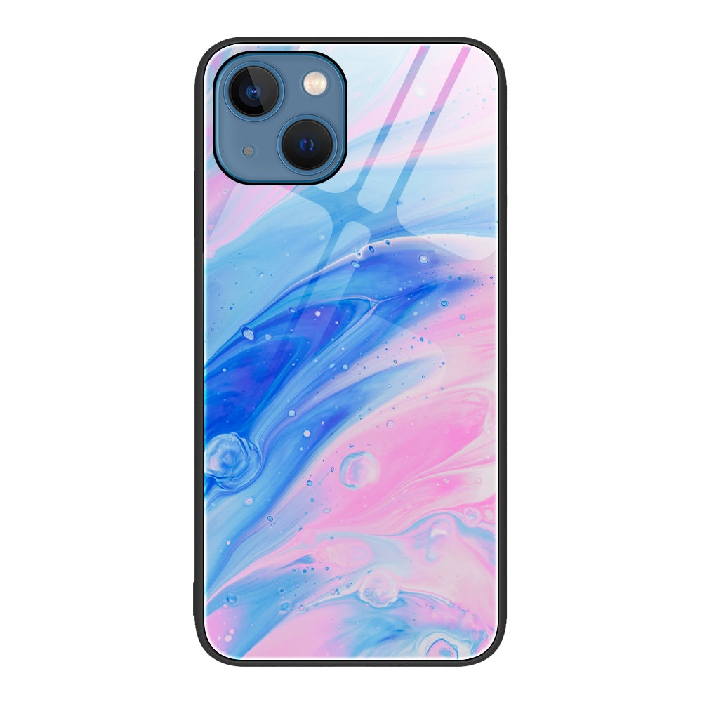 ELECTROPRIME For iPhone 15 Marble Pattern Glass Protective Phone Case(Pink)