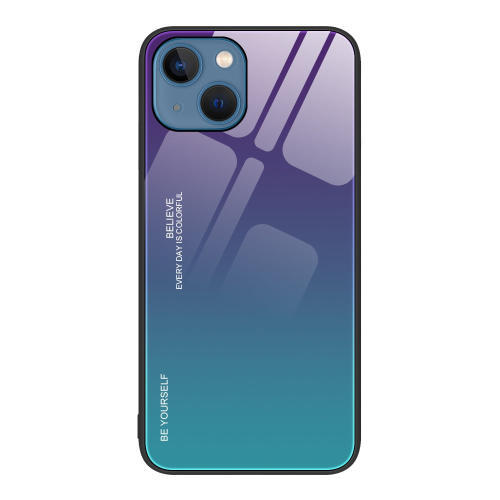 ELECTROPRIME For iPhone 15 Gradient Color Glass Phone Case(Aurora Blue)