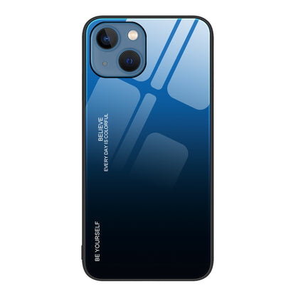ELECTROPRIME For iPhone 15 Gradient Color Glass Phone Case(Blue Black)