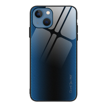 ELECTROPRIME For iPhone 15 Texture Gradient Glass TPU Phone Case(Blue)