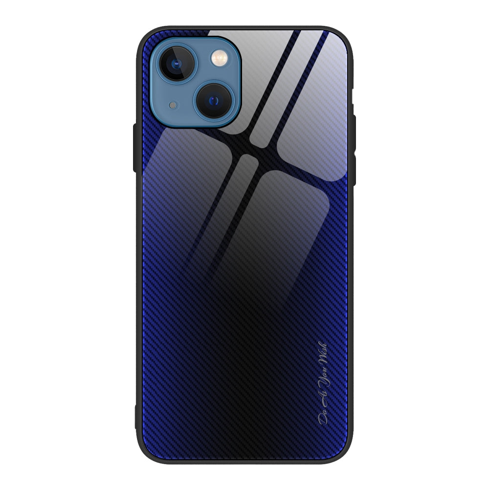 ELECTROPRIME For iPhone 15 Texture Gradient Glass TPU Phone Case(Dark Blue)