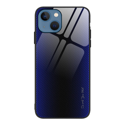 ELECTROPRIME For iPhone 15 Texture Gradient Glass TPU Phone Case(Dark Blue)