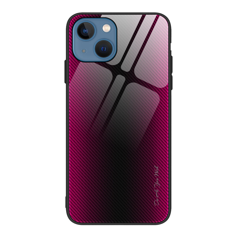 ELECTROPRIME For iPhone 15 Texture Gradient Glass TPU Phone Case(Rose Red)