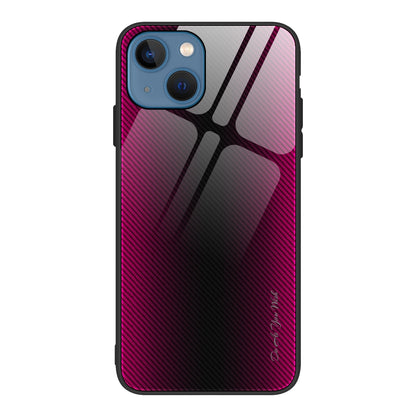 ELECTROPRIME For iPhone 15 Texture Gradient Glass TPU Phone Case(Rose Red)