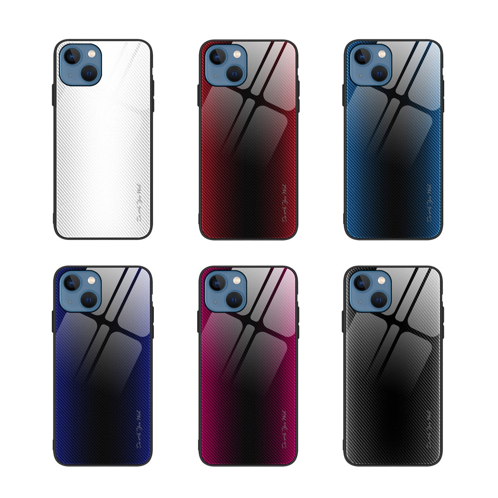 ELECTROPRIME For iPhone 15 Texture Gradient Glass TPU Phone Case(White)