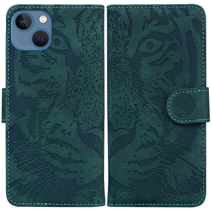 ELECTROPRIME For iPhone 15 Plus Tiger Embossing Pattern Leather Phone Case(Green)