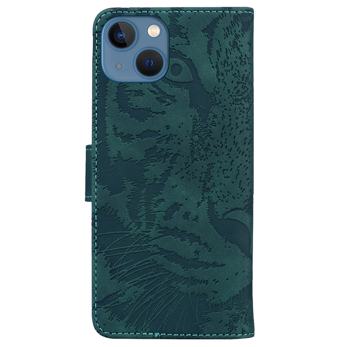 ELECTROPRIME For iPhone 15 Plus Tiger Embossing Pattern Leather Phone Case(Green)