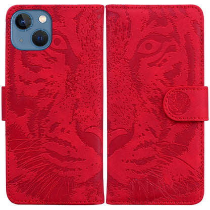 ELECTROPRIME For iPhone 15 Tiger Embossing Pattern Leather Phone Case(Red)