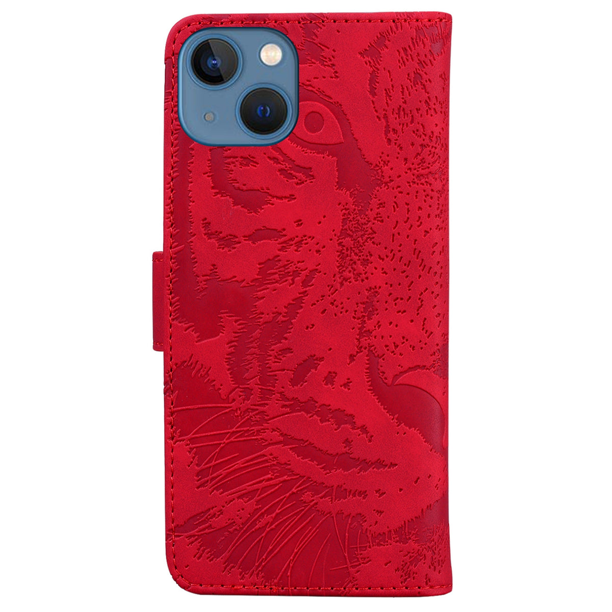 ELECTROPRIME For iPhone 15 Tiger Embossing Pattern Leather Phone Case(Red)