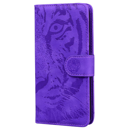 ELECTROPRIME For iPhone 15 Tiger Embossing Pattern Leather Phone Case(Purple)