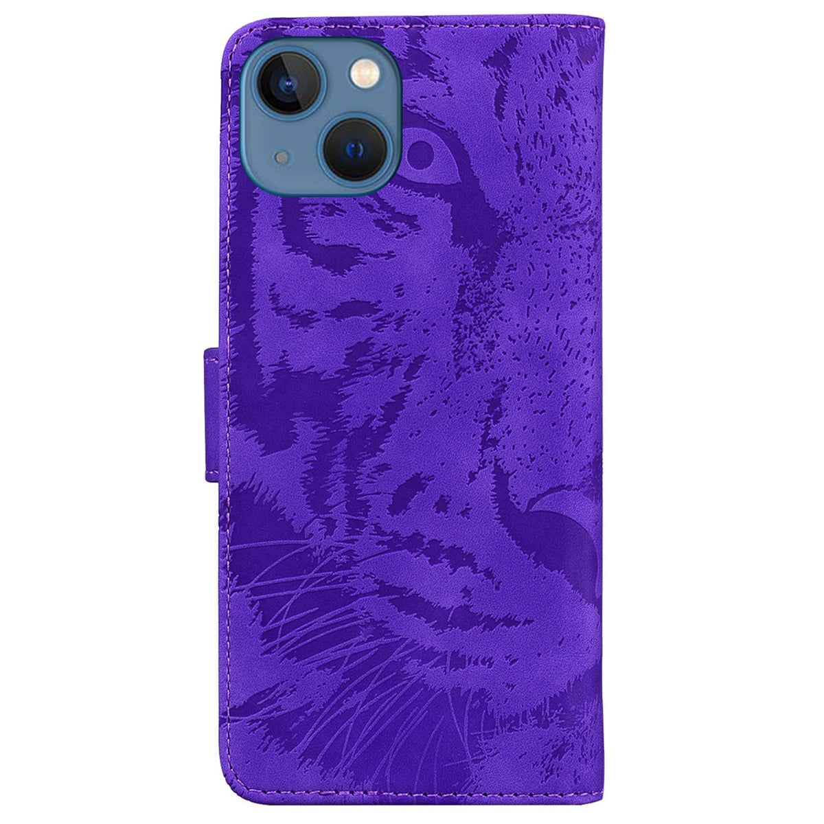 ELECTROPRIME For iPhone 15 Tiger Embossing Pattern Leather Phone Case(Purple)