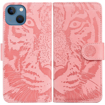 ELECTROPRIME For iPhone 15 Tiger Embossing Pattern Leather Phone Case(Pink)
