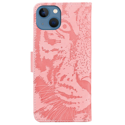 ELECTROPRIME For iPhone 15 Tiger Embossing Pattern Leather Phone Case(Pink)