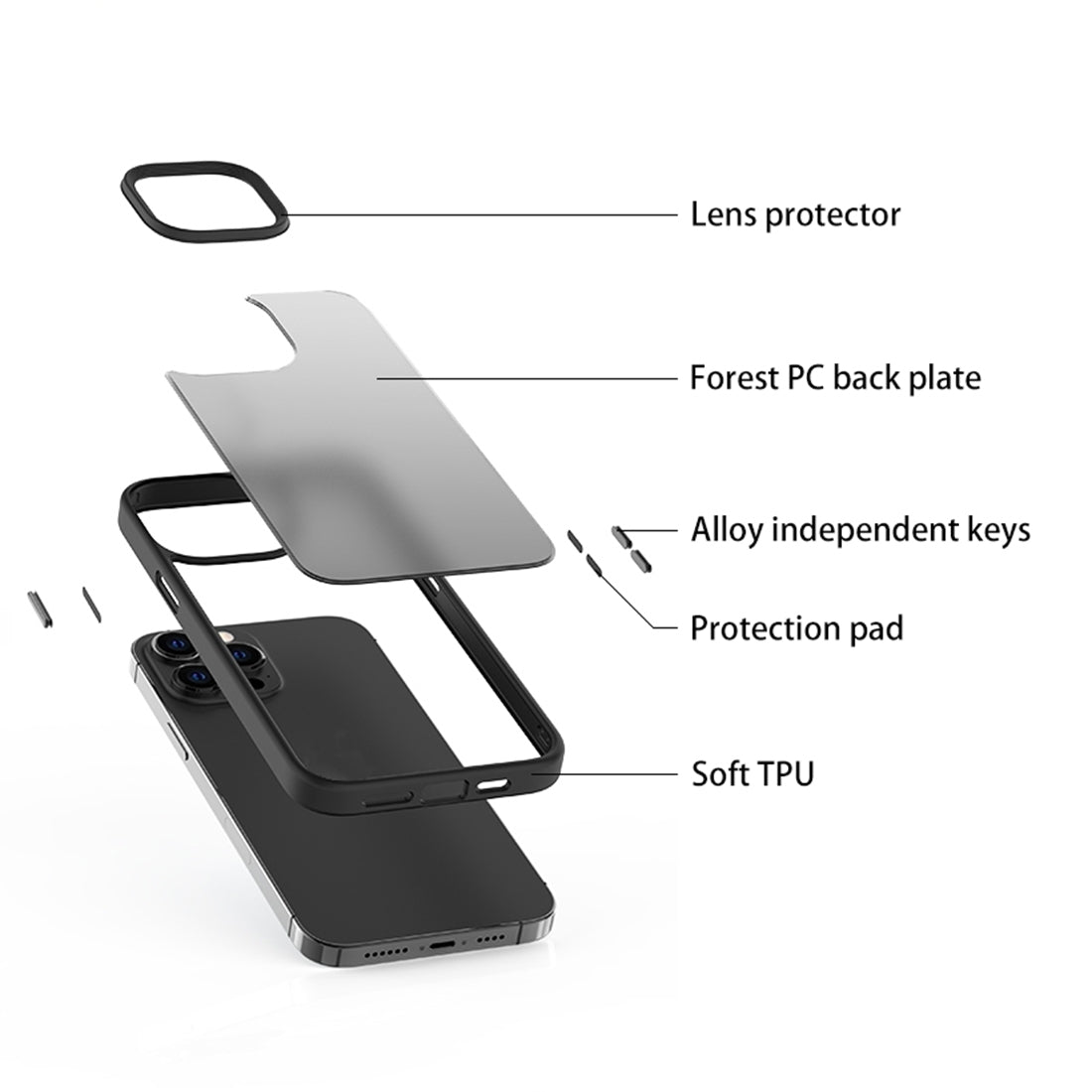 ELECTROPRIME For iPhone 15 Frosted Back Shockproof Phone Case(Deep Green)