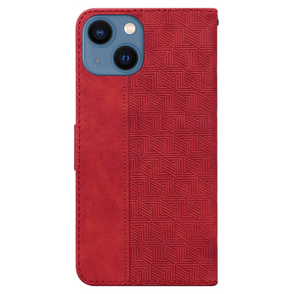 ELECTROPRIME For iPhone 15 Geometric Embossed Leather Phone Case(Red)