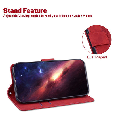 ELECTROPRIME For iPhone 15 Geometric Embossed Leather Phone Case(Red)