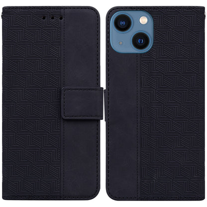 ELECTROPRIME For iPhone 15 Geometric Embossed Leather Phone Case(Black)