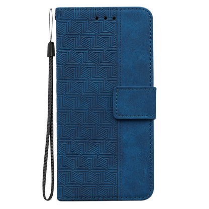 ELECTROPRIME For iPhone 15 Geometric Embossed Leather Phone Case(Blue)