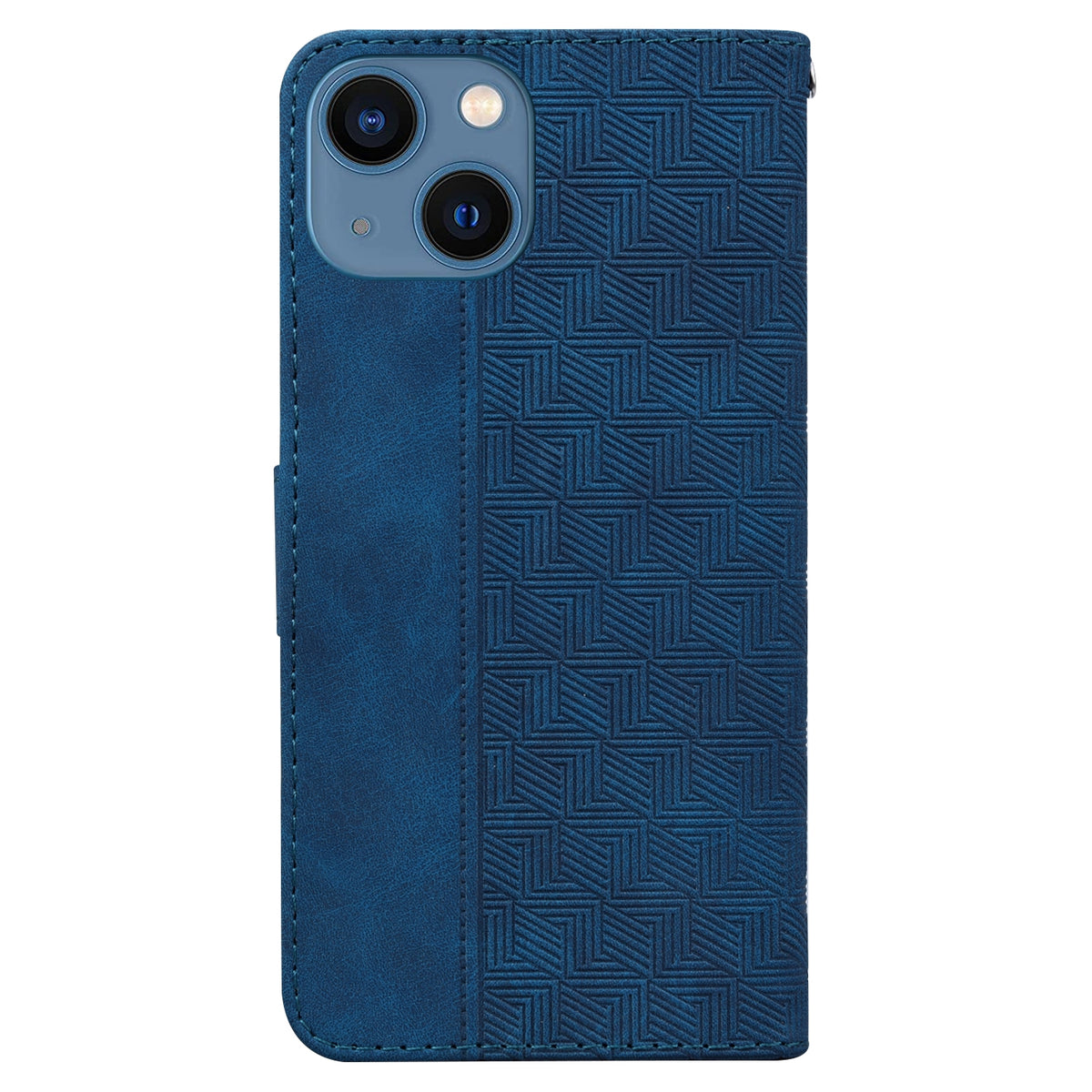 ELECTROPRIME For iPhone 15 Geometric Embossed Leather Phone Case(Blue)