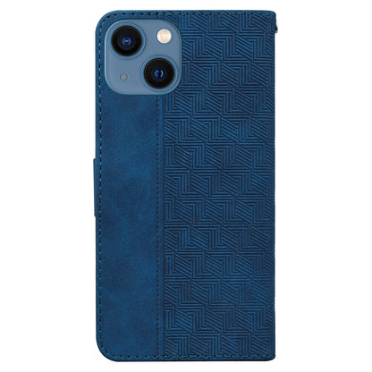 ELECTROPRIME For iPhone 15 Geometric Embossed Leather Phone Case(Blue)