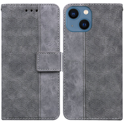 ELECTROPRIME For iPhone 15 Geometric Embossed Leather Phone Case(Grey)