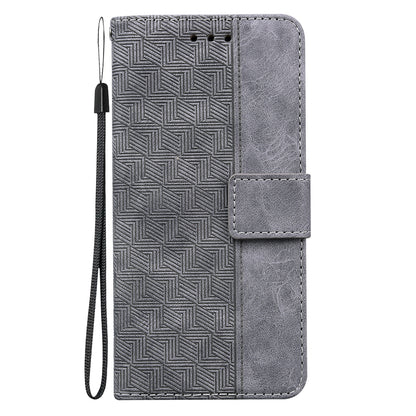 ELECTROPRIME For iPhone 15 Geometric Embossed Leather Phone Case(Grey)