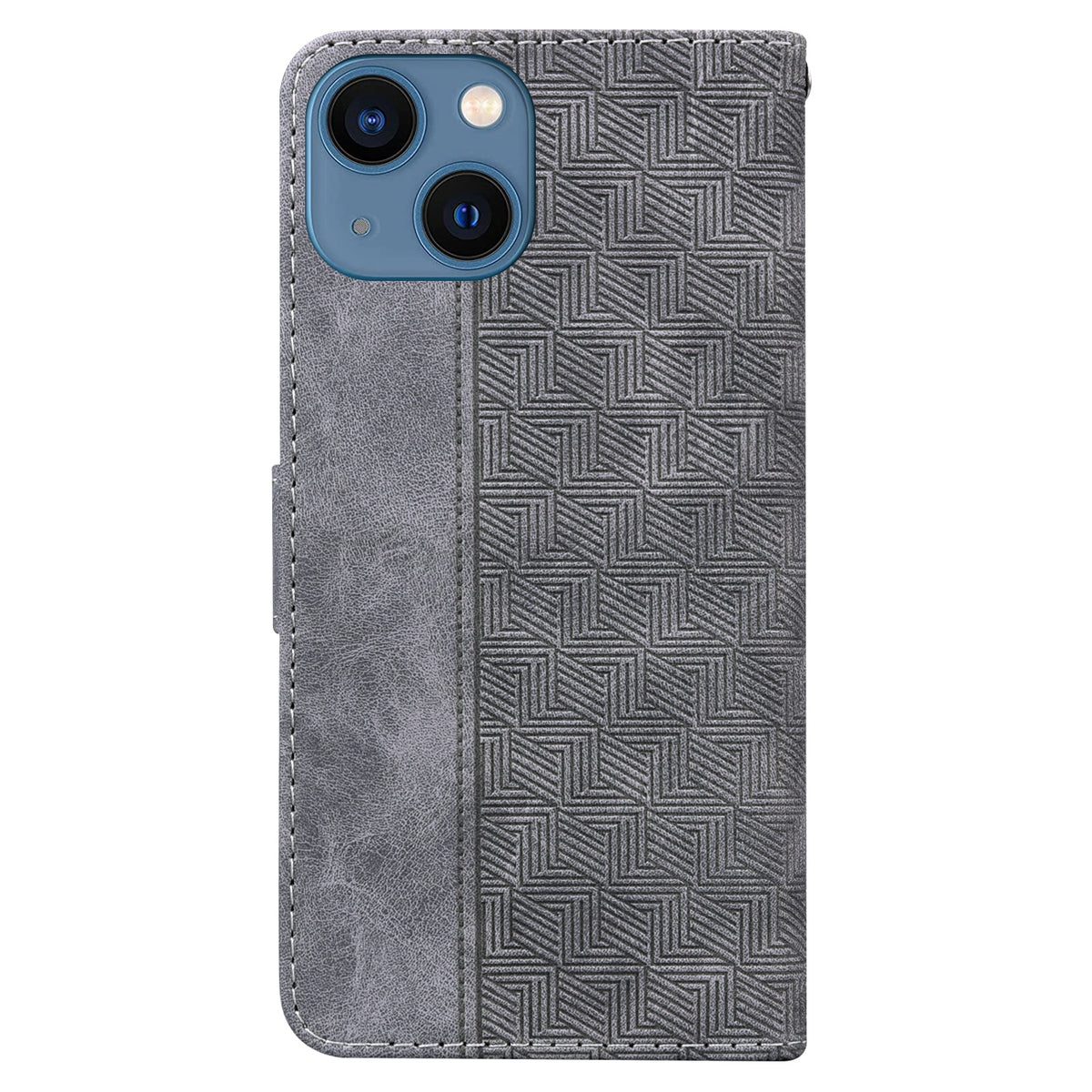ELECTROPRIME For iPhone 15 Geometric Embossed Leather Phone Case(Grey)
