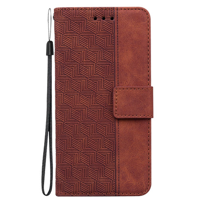 ELECTROPRIME For iPhone 15 Geometric Embossed Leather Phone Case(Brown)
