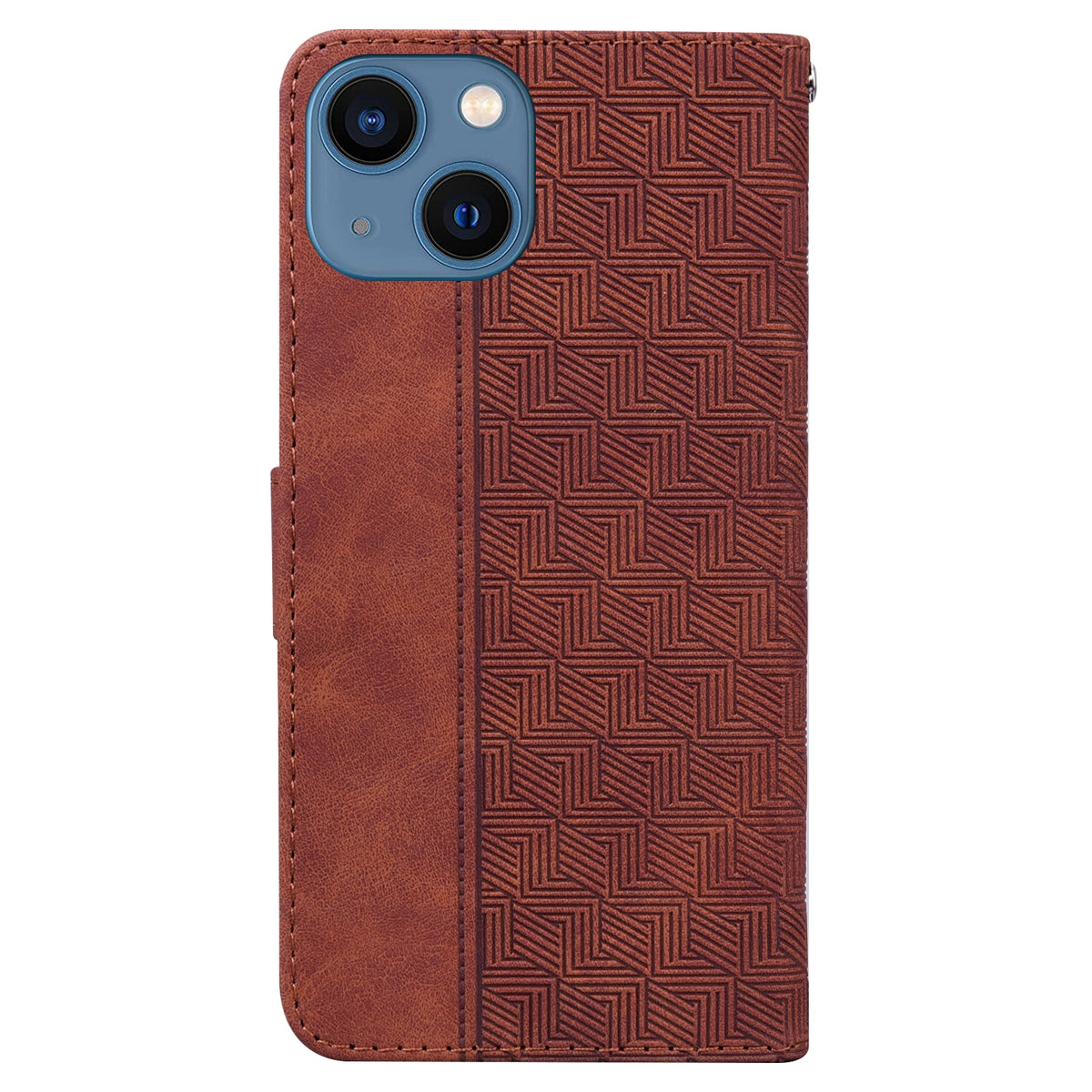 ELECTROPRIME For iPhone 15 Geometric Embossed Leather Phone Case(Brown)