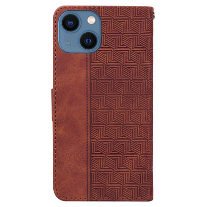 ELECTROPRIME For iPhone 15 Geometric Embossed Leather Phone Case(Brown)