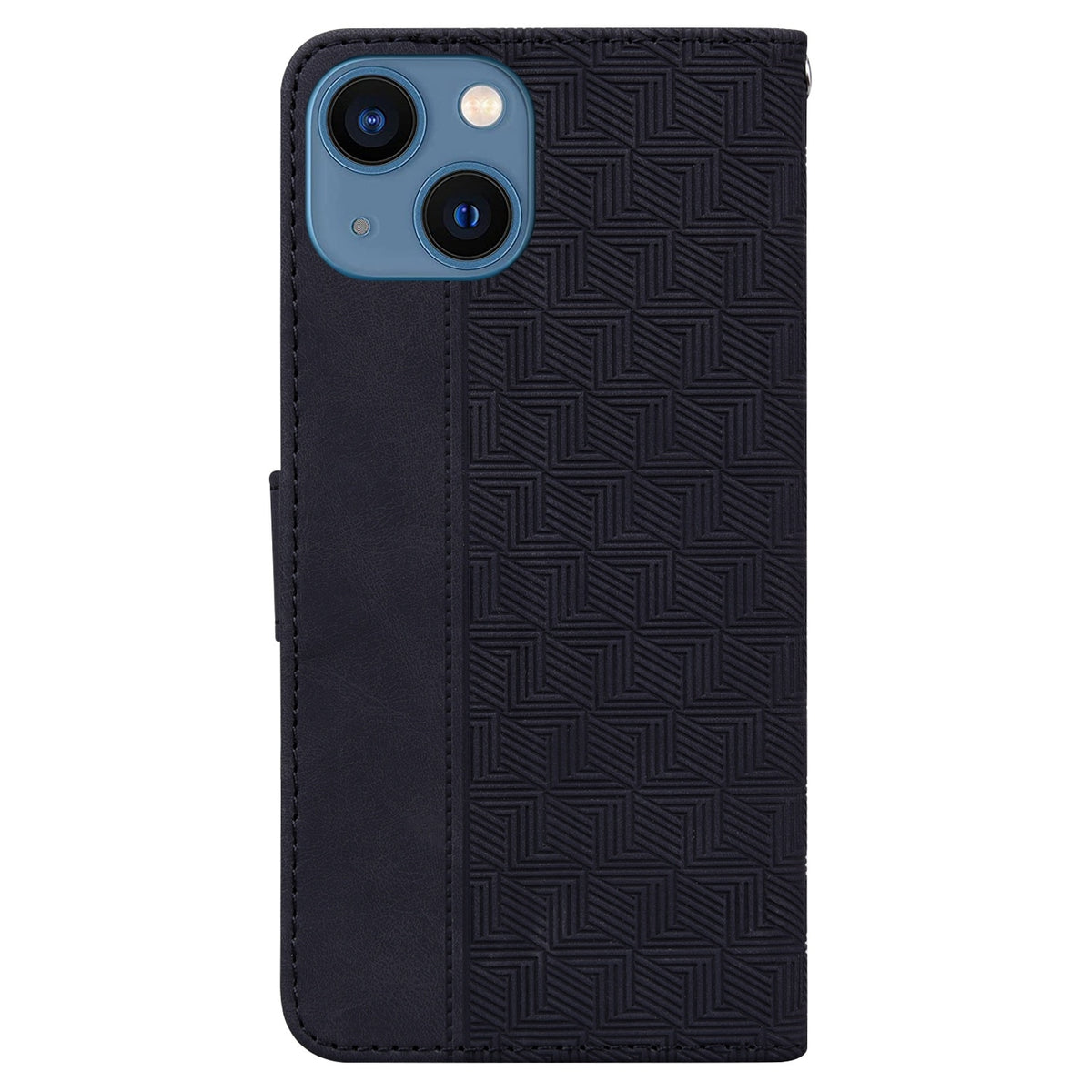 ELECTROPRIME For iPhone 15 Plus Geometric Embossed Leather Phone Case(Black)