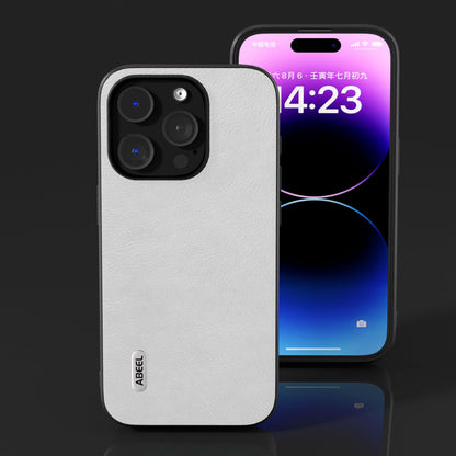 ELECTROPRIME For iPhone 15 ABEEL Dual Color Lichi Texture PU Phone Case(White)