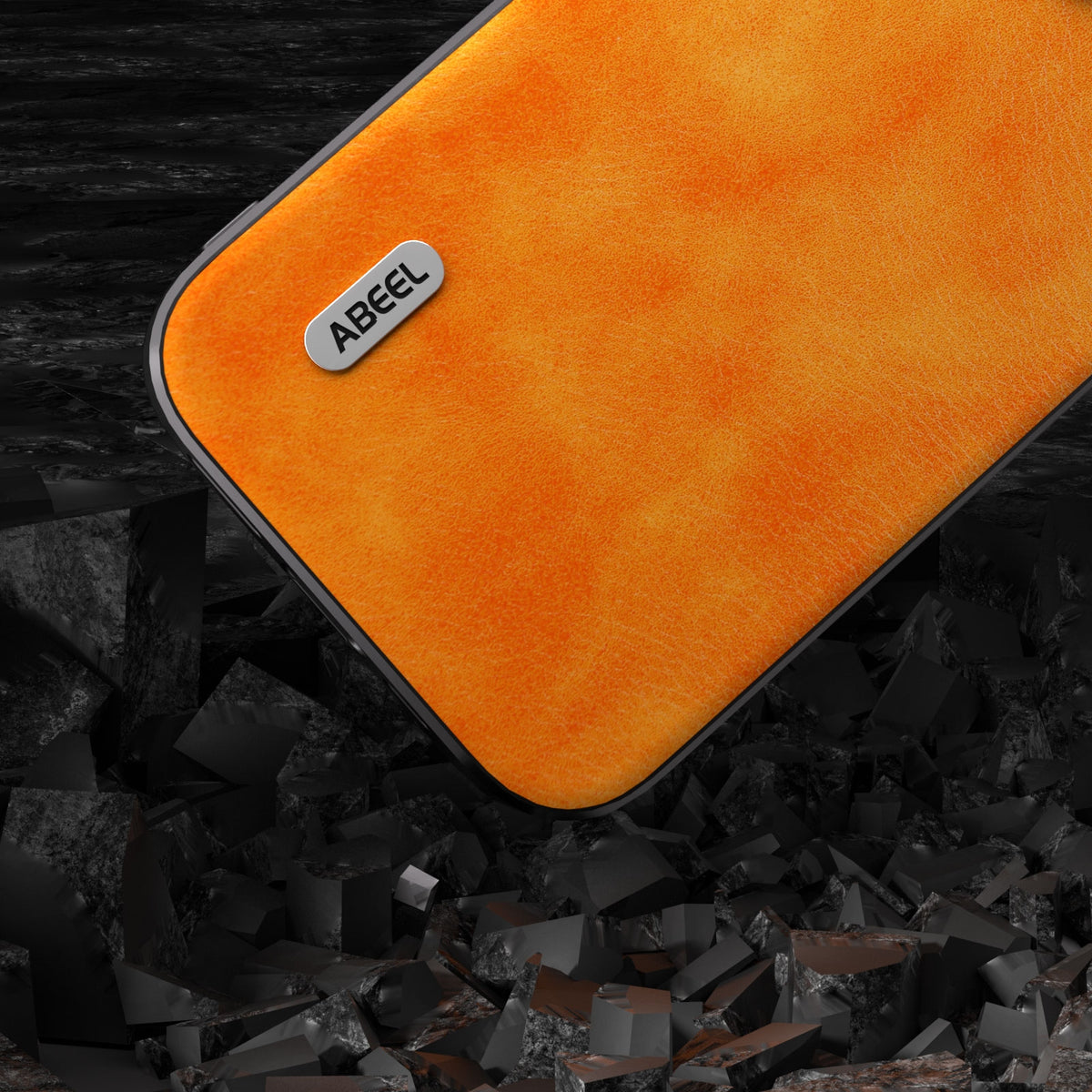 ELECTROPRIME For iPhone 15 ABEEL Dual Color Lichi Texture PU Phone Case(Orange)