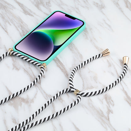 ELECTROPRIME For iPhone 15 Wheat Straw TPU Shockproof Phone Case with Neck Lanyard(Green)