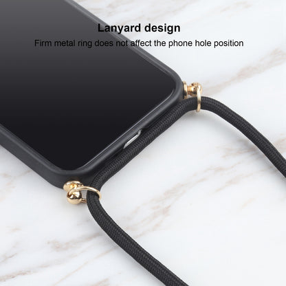 ELECTROPRIME For iPhone 15 Wheat Straw TPU Shockproof Phone Case with Neck Lanyard(Black)