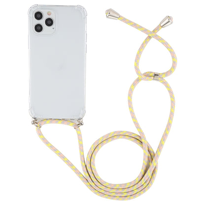 ELECTROPRIME For iPhone 15 Four-Corner Shockproof Transparent TPU Case with Lanyard(Grey Yellow)