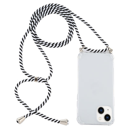ELECTROPRIME For iPhone 15 Four-Corner Shockproof Transparent TPU Case with Lanyard(Zebra)