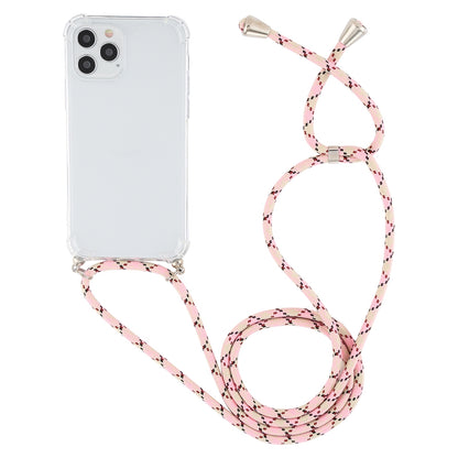 ELECTROPRIME For iPhone 15 Four-Corner Shockproof Transparent TPU Case with Lanyard(Pink Yellow)