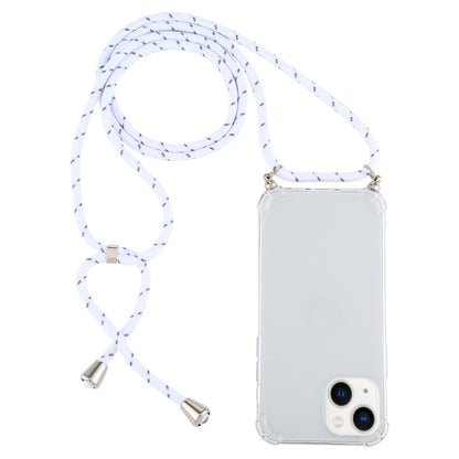 ELECTROPRIME For iPhone 15 Four-Corner Shockproof Transparent TPU Case with Lanyard(White Grey)