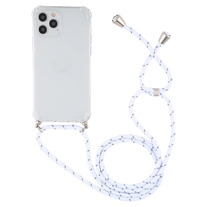 ELECTROPRIME For iPhone 15 Four-Corner Shockproof Transparent TPU Case with Lanyard(White Grey)