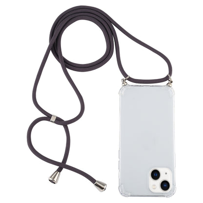 ELECTROPRIME For iPhone 15 Four-Corner Shockproof Transparent TPU Case with Lanyard(Dark Grey)