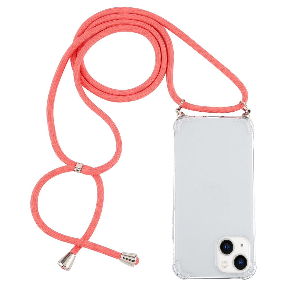 ELECTROPRIME For iPhone 15 Four-Corner Shockproof Transparent TPU Case with Lanyard(Red)
