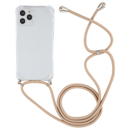 ELECTROPRIME For iPhone 15 Four-Corner Shockproof Transparent TPU Case with Lanyard(Gold)