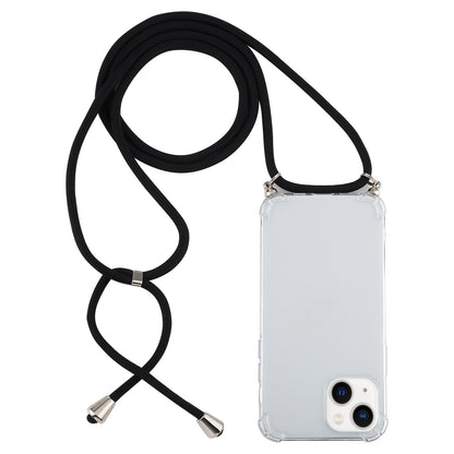 ELECTROPRIME For iPhone 15 Four-Corner Shockproof Transparent TPU Case with Lanyard(Black)